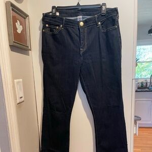 READ True Religion Becca Bootcut Jeans w/ Gold Studs Pockets Sz 34/16 Dark Wash